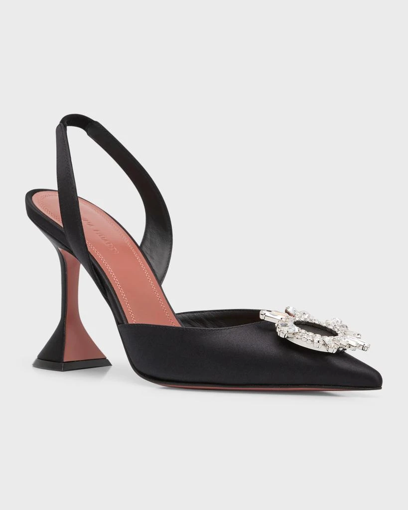 Amina Muaddi Begum Satin Crystal Slingback Pumps 3