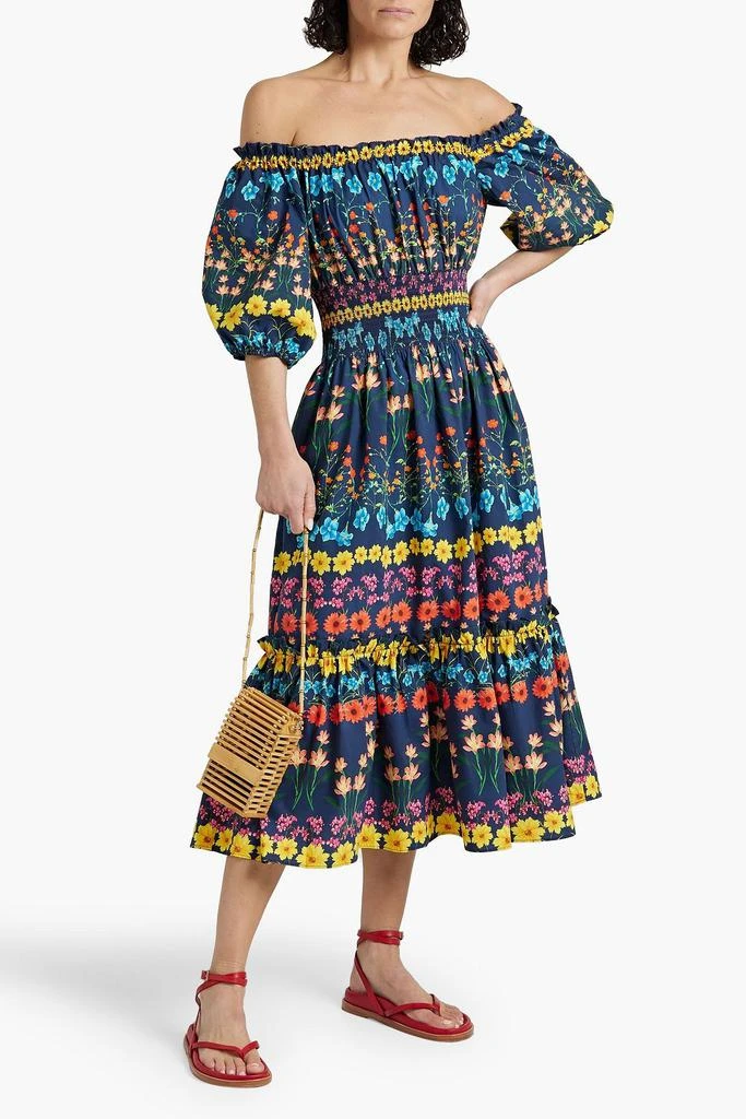 Cara Cara Off-the-shoulder floral-print cotton-poplin midi dress 2