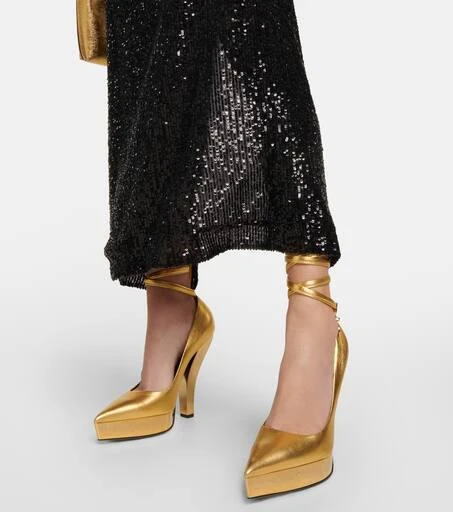 Tom Ford Metallic leather platform pumps 2