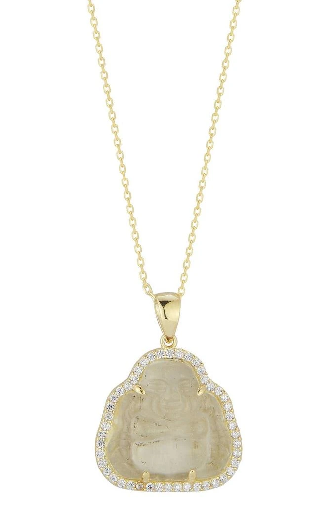 Sphera Milano 14K Yellow Gold Vermeil CZ Halo Buddha Pendant Necklace 1