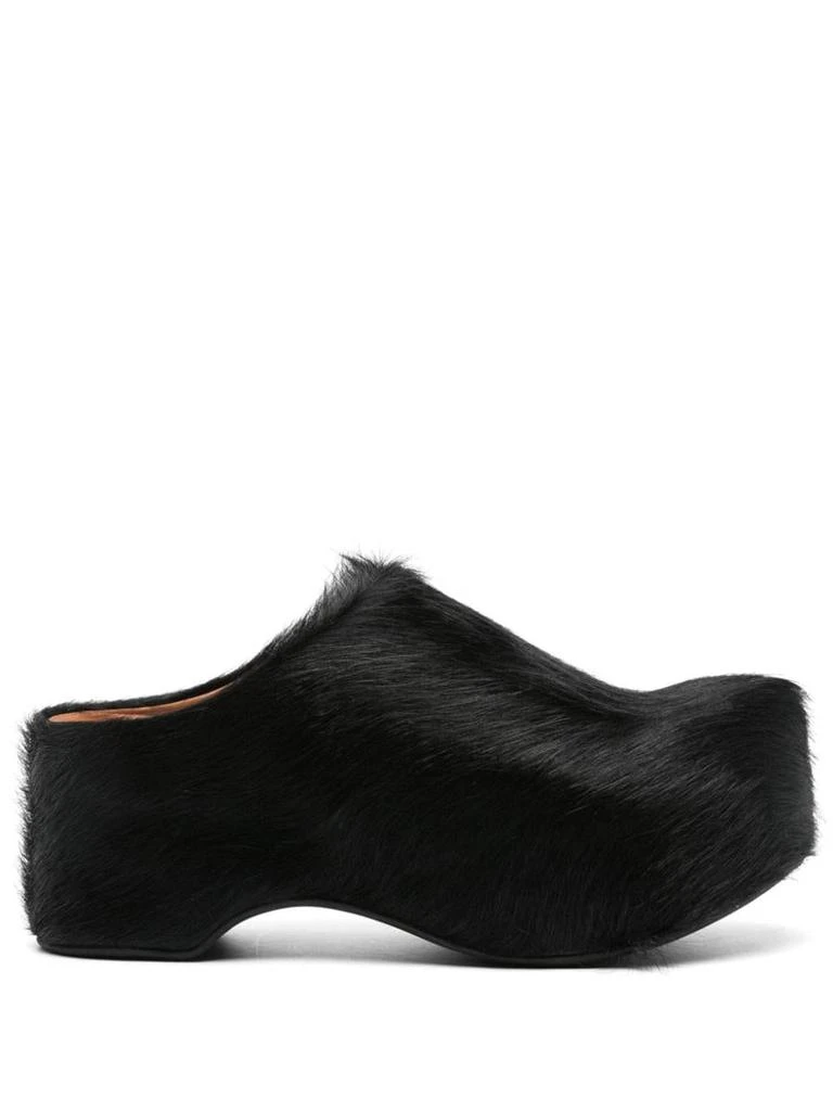 Marni Marni 50Mm Long-Hair Calfskin Chunky Sabot 1
