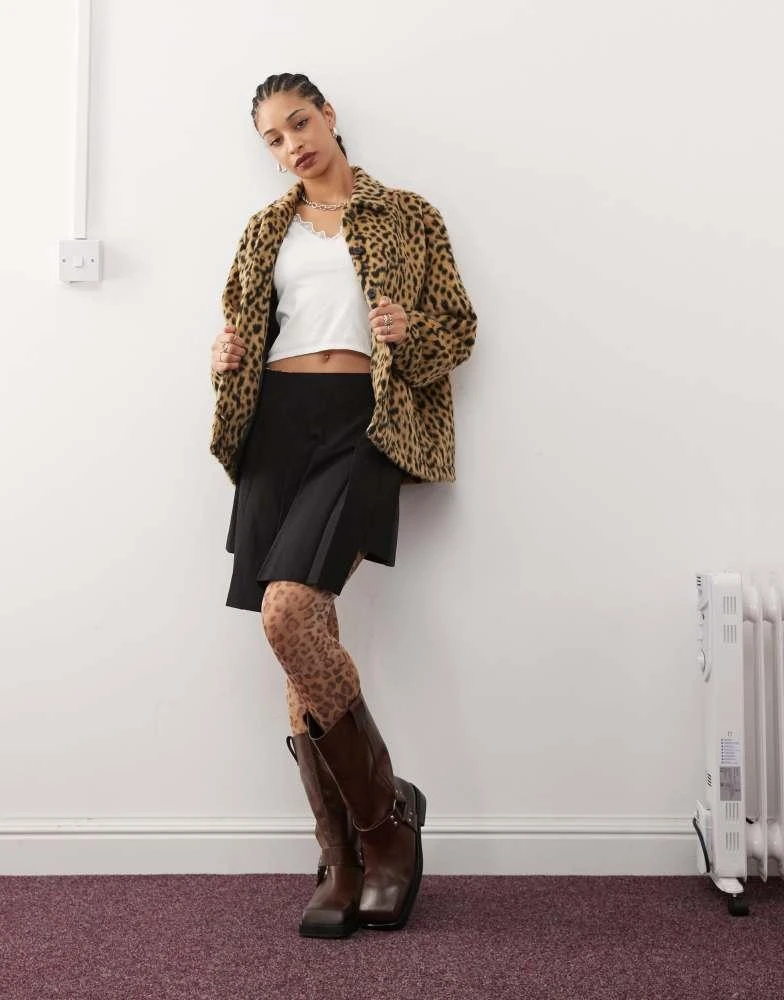 Obey Obey dottie leopard jacket in brown 2