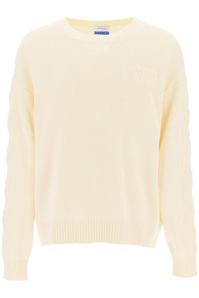 【送料&関税込】Off-White Sweater With Embossed Diagonal Mot Off-White sweater with embossed diagonal motif - Hoodies