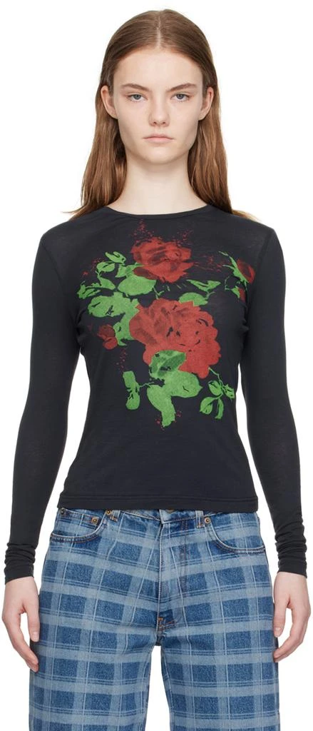 Molly Goddard Navy Karina Long Sleeve T-Shirt 1