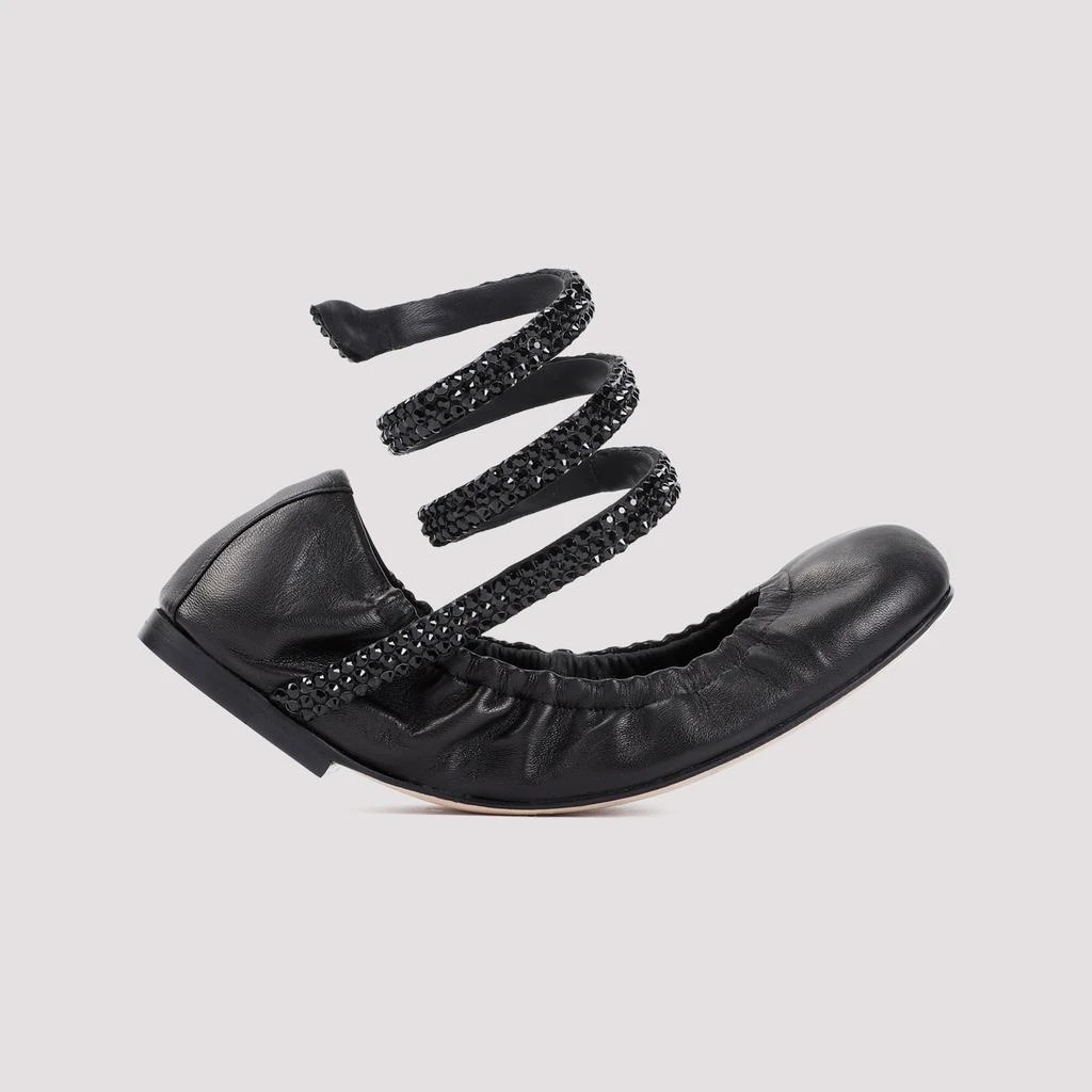 Rene Caovilla Black Lamb Leather Ballerinas 3