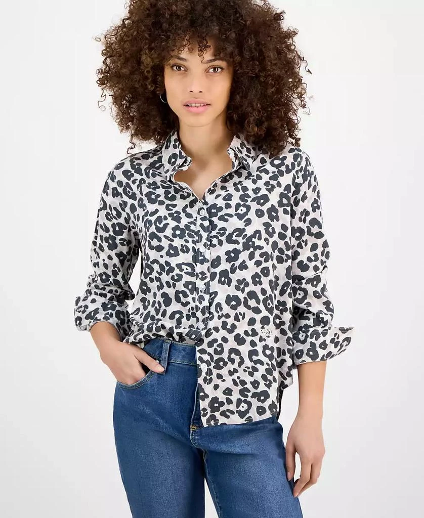 DKNY Women's Printed Roll-Tab Shirt 2