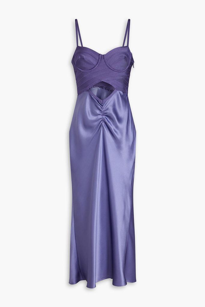 Herve Leger Bandage-paneled draped satin midi dress