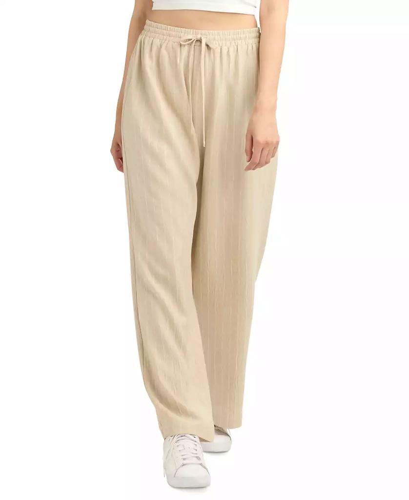 BCX Juniors' Striped Drawstring-Waist Wide-Leg Pants