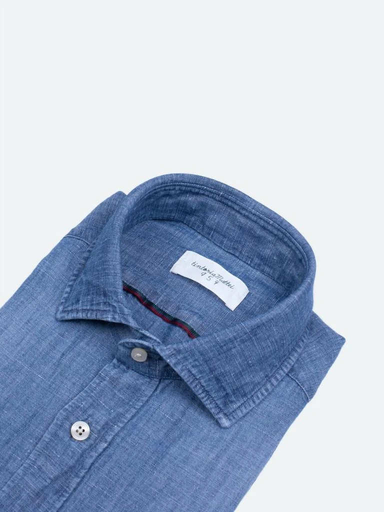 Tintoria Mattei Linen Denim Shirt In Mid Blue 4