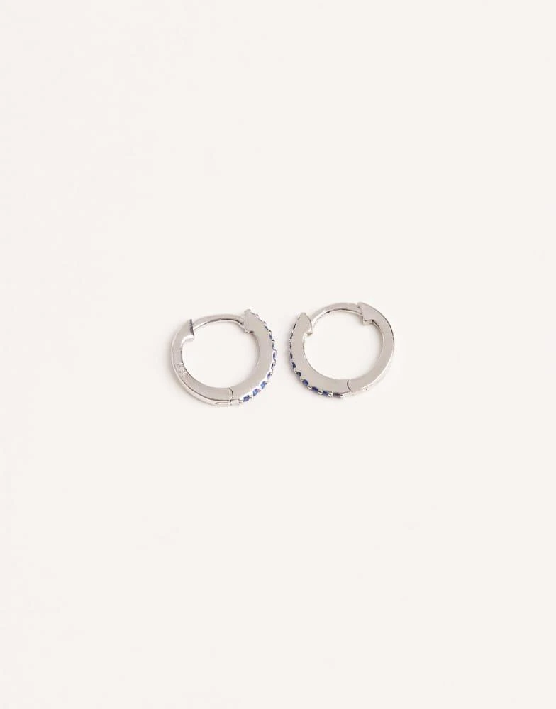 Kingsley Ryan Kingsley Ryan 8mm blue crystal hoop earrings in silver 3