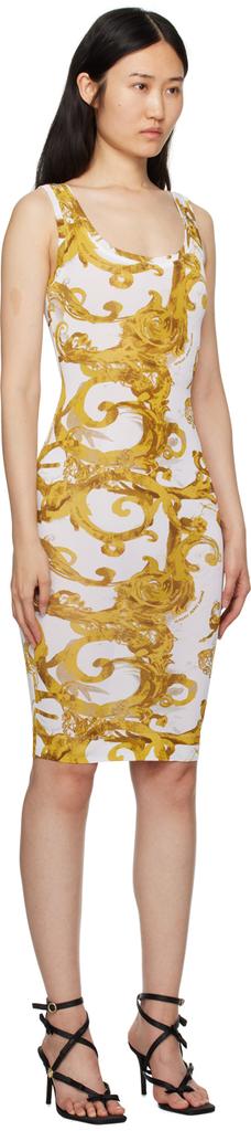 Versace Jeans Couture White Watercolour Couture Midi Dress