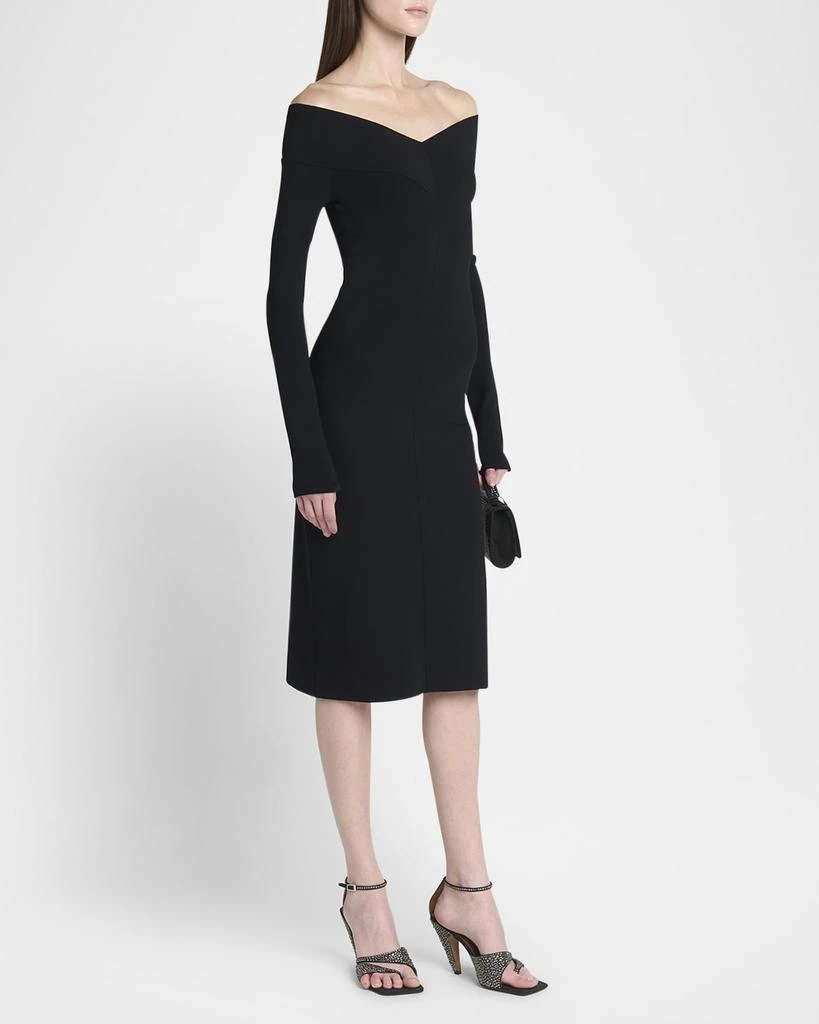 Stella McCartney Off-the-Shoulder Compact Knit Midi Dress 4
