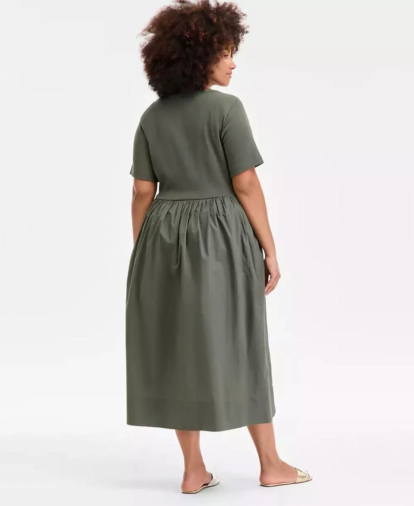 On 34th Trendy Plus Size Scoop-Neck Mixed-Media Midi Dress, Exclusively at Macy's 2