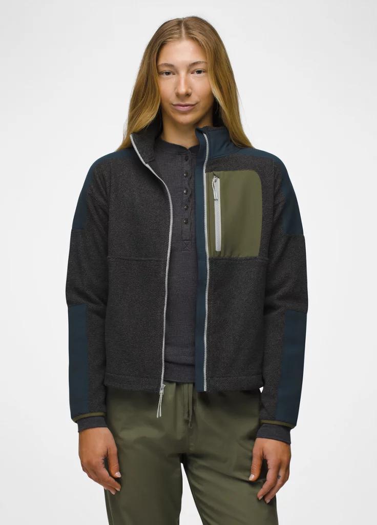 Prana Womens prAna Peak Fleece Jacket - Charcoal / Stormy Night