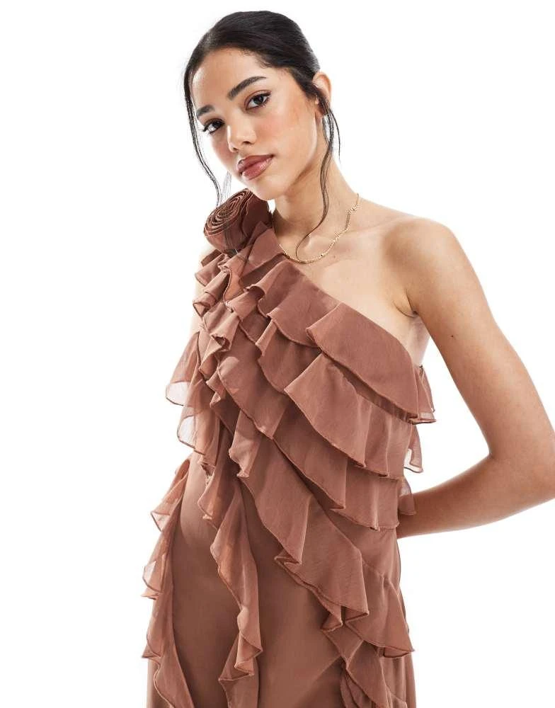 french connection one shoulder ruffle dress French Connection 4 Silk Paisley One Shoulder Ruffle Mini Dress