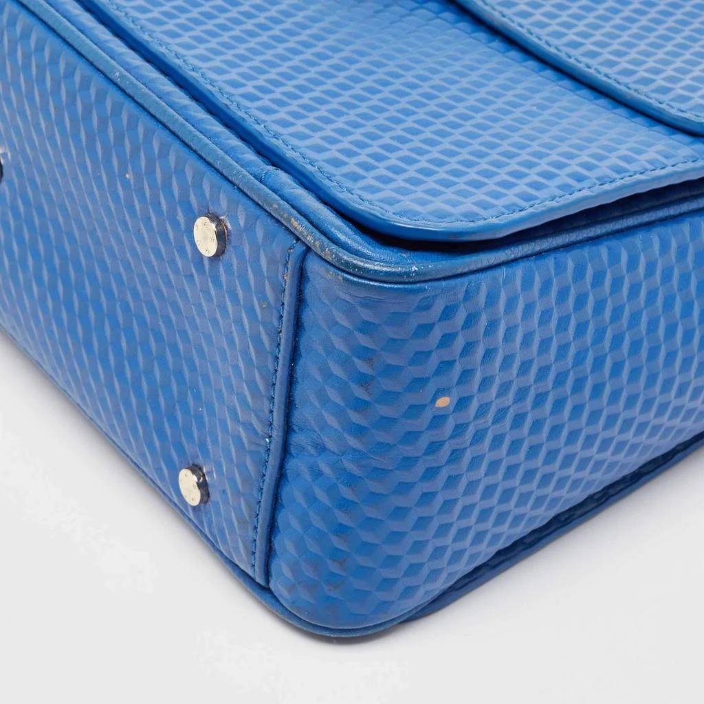 Aigner Aigner Blue Embossed Leather Genoveva M Top Handle Bag 15