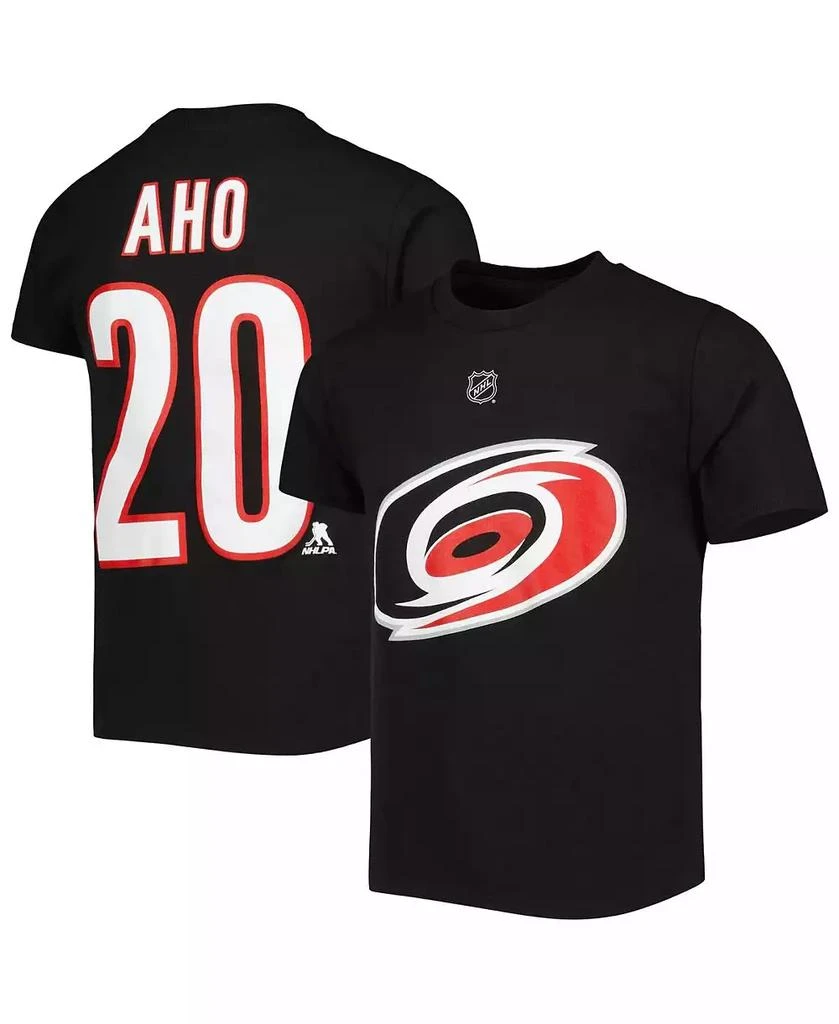 Outerstuff Big Boys Sebastian Aho Black Carolina Hurricanes Name and Number Player T-shirt 1