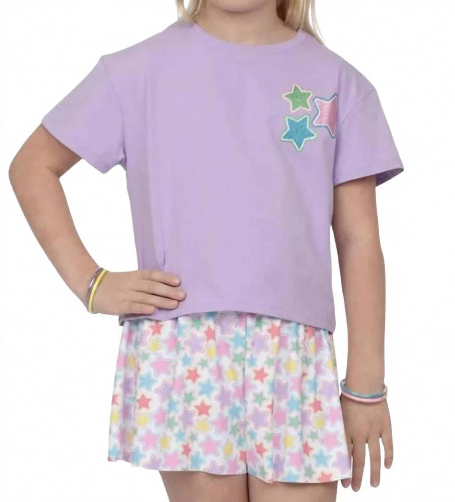 Azarhia Happy Stars Butterfly Shorts In Pastel Star Print