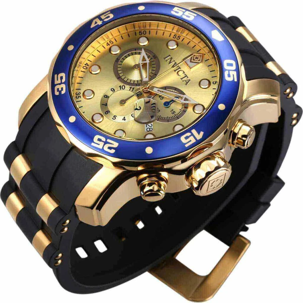 Invicta Invicta Men's Chronograph Watch - Pro Diver Steel & Polyurethane Strap Champagne Dial 3