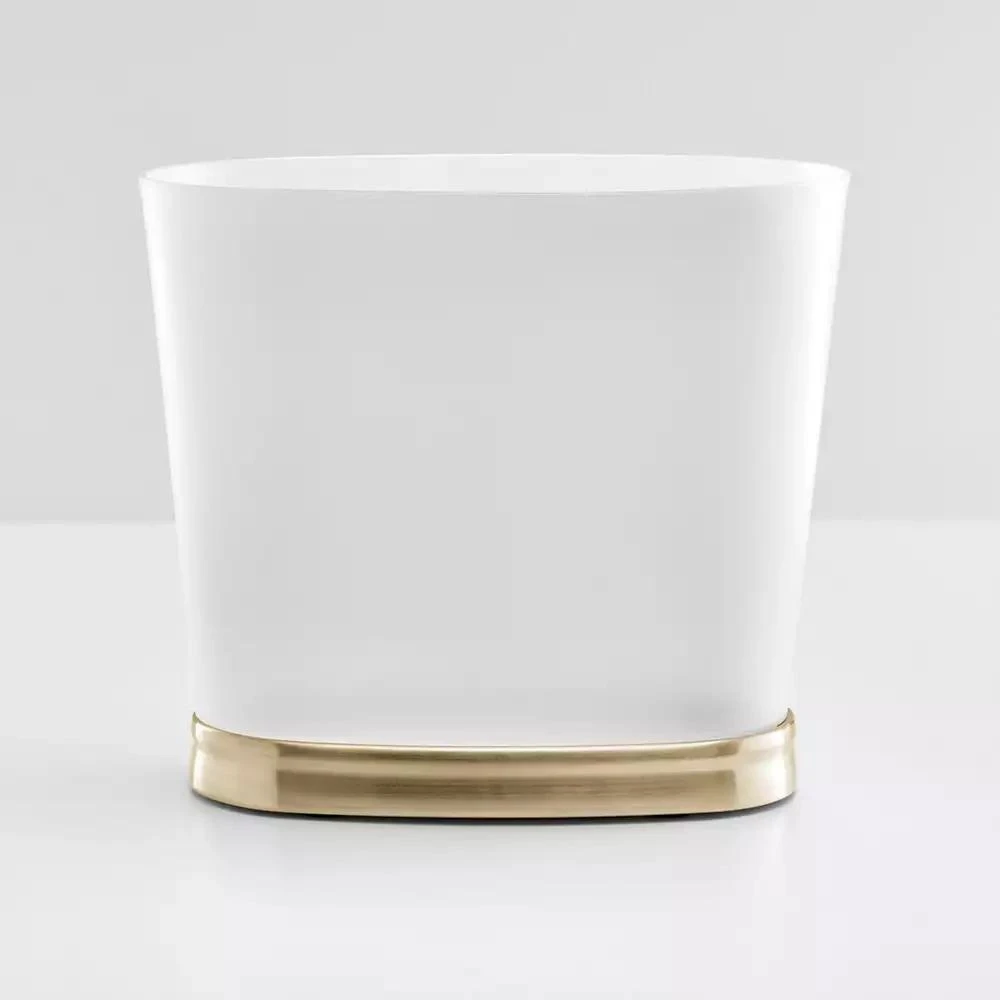 iDesign Small Oval Bathroom Trash Can - Frost/Soft Brass - Made in USA 5