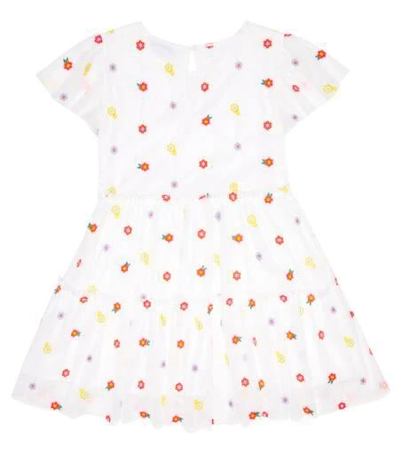 Stella McCartney - Flower Embroidery Tulle Dress, White, Size: 3
