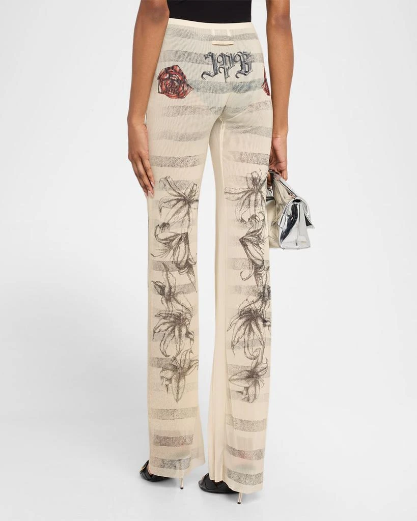 Jean Paul Gaultier Tattoo Mariniere Print Mesh Straight-Leg Trousers 3
