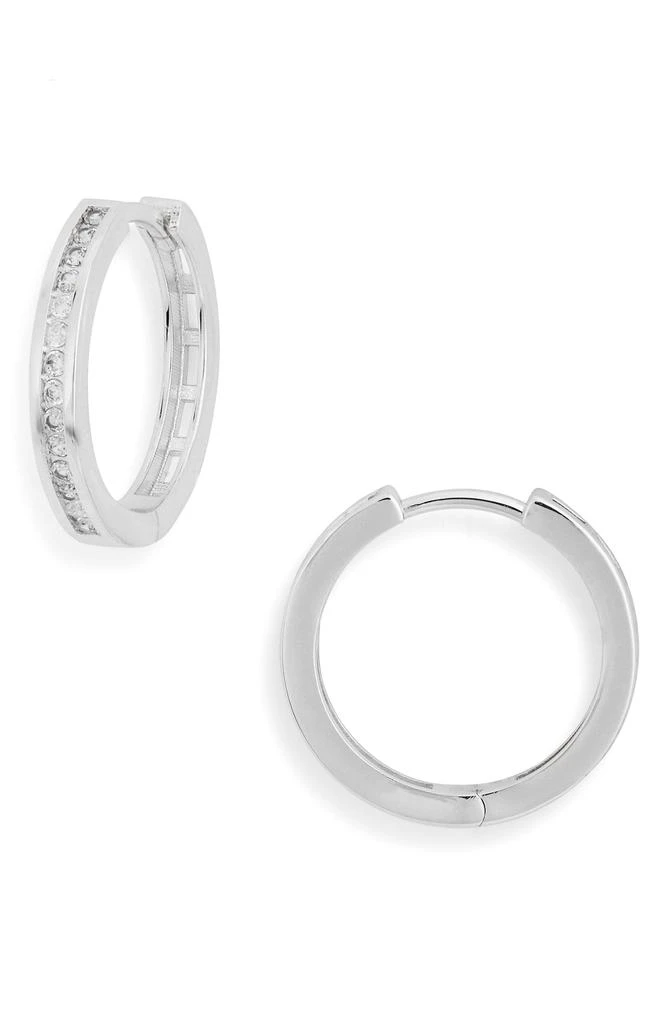 Nordstrom Channel Set Cubic Zirconia Huggie Hoop Earrings 1