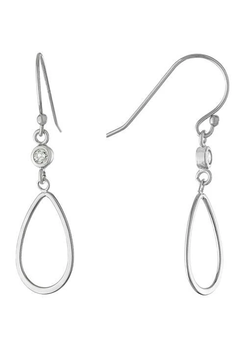 Belk Silverworks Silverworks Sterling Silver Cubic Zirconia Open Teardrop Earrings 1