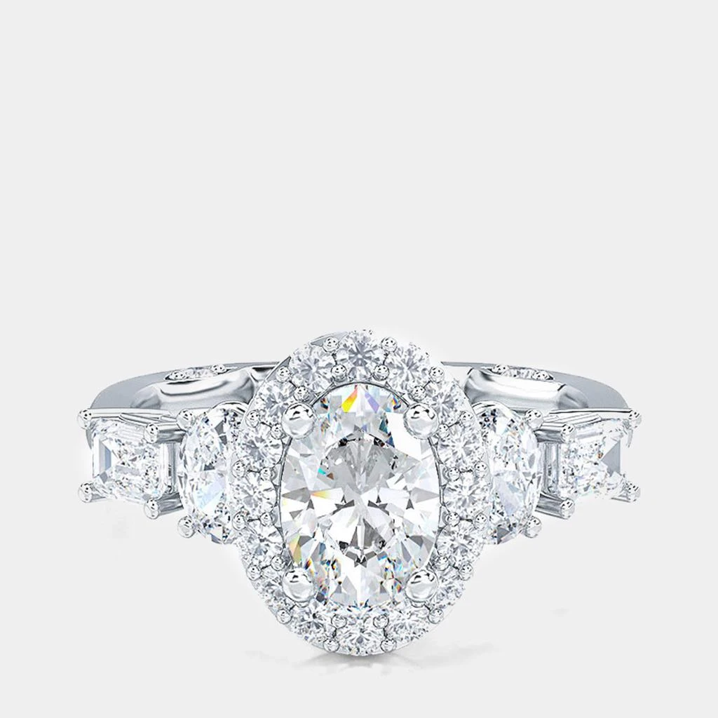 Made By Man 14K Stone Mix Oval Halo Ring (1 1/2 ctw) US 7