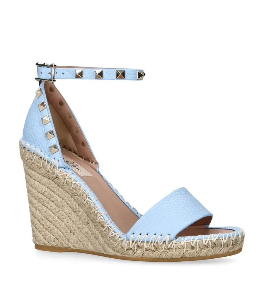 Valentino Leather Rockstud Espadrille Wedges 105 3