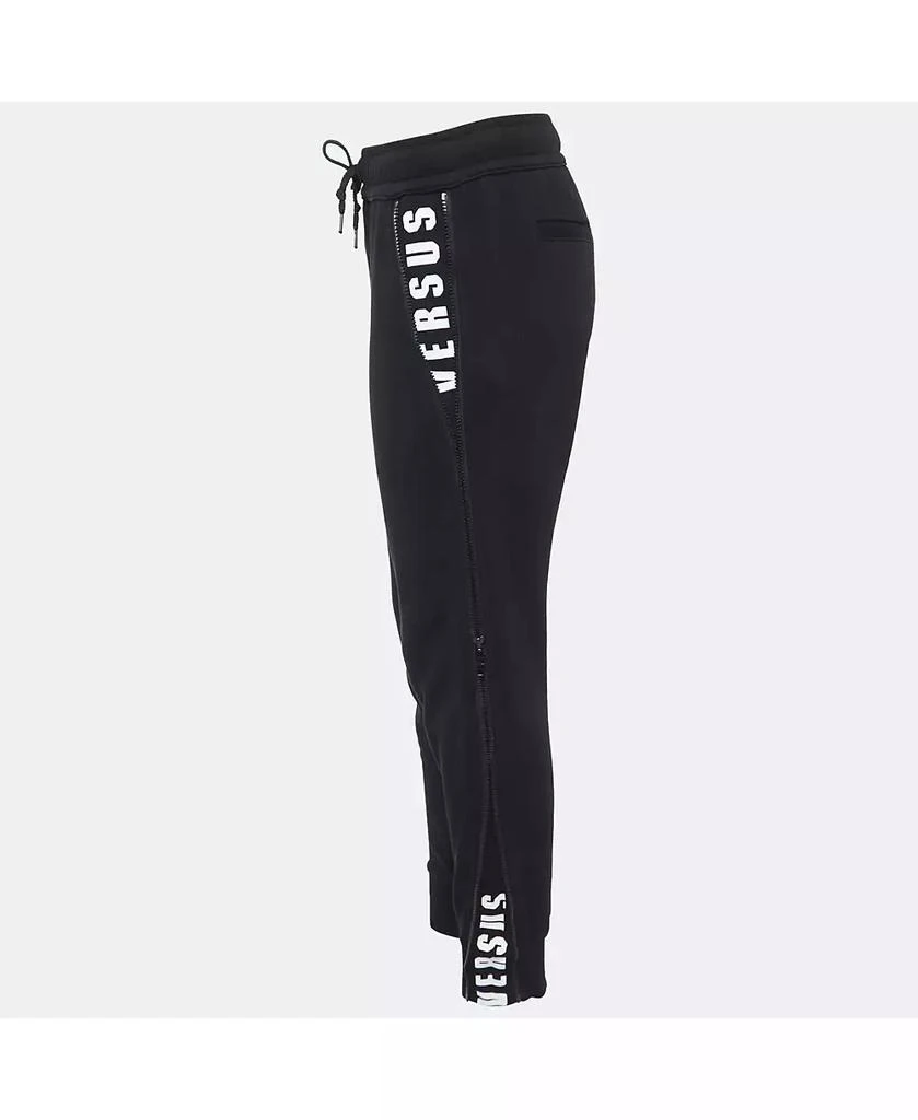Pre-Owned Versace Women's Pre-Owned Versus Versace Black Logo Print Cotton Side Zip Detailed Joggers 2
