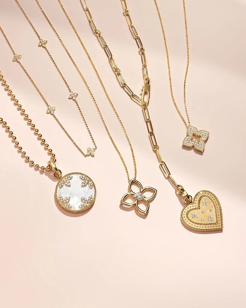 Roberto Coin 18K Yellow Gold Verona Love by the Inch 5 Station Flower Diamond Necklace, 17" 6
