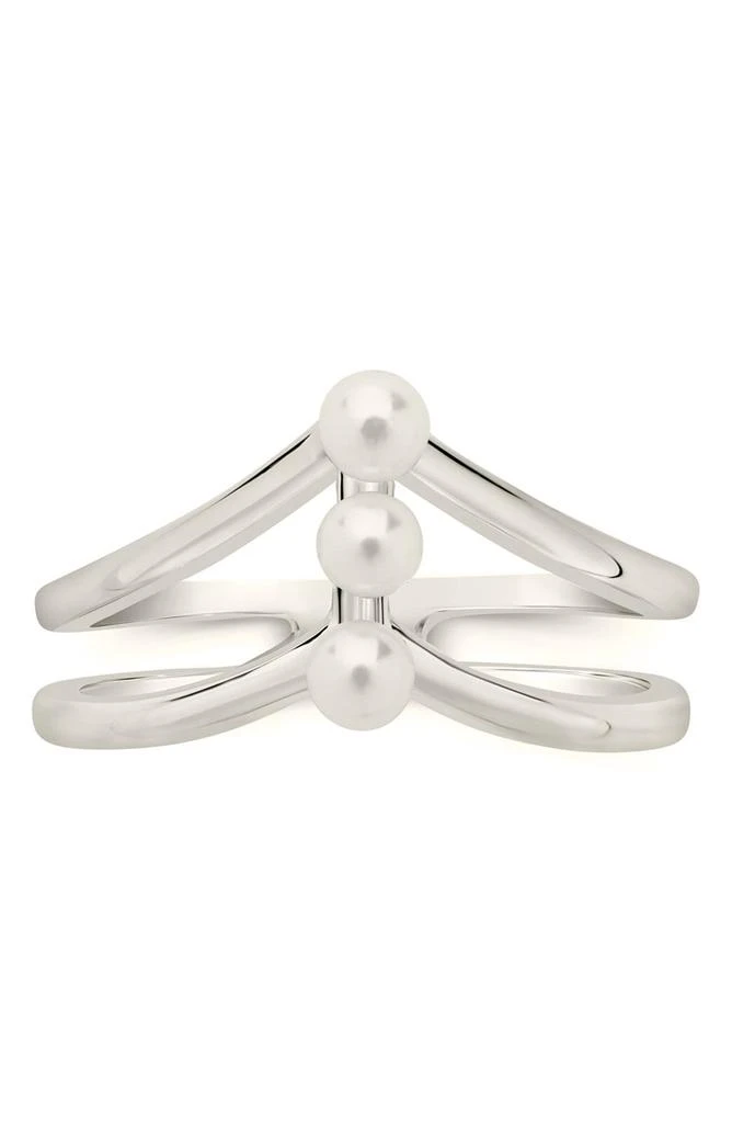 Sterling Forever Sterling Silver Triple 3.5mm Freshwater Pearl Cutout Ring 5