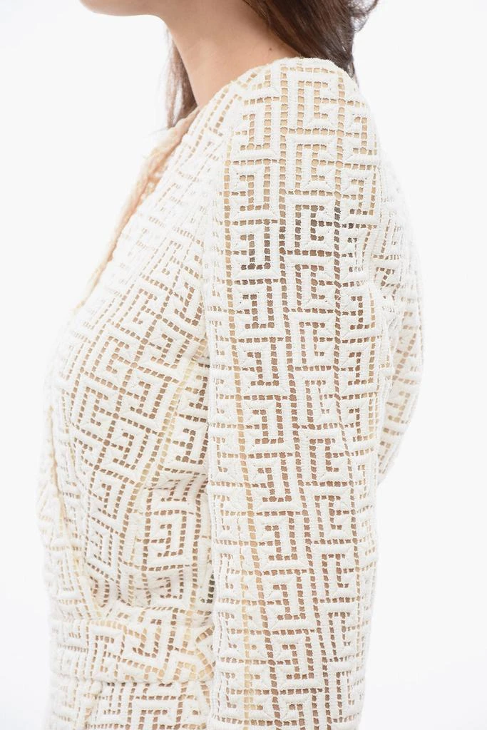Balmain Balmain Monogram Wrap Dress With Statement Shoulde Pads 3