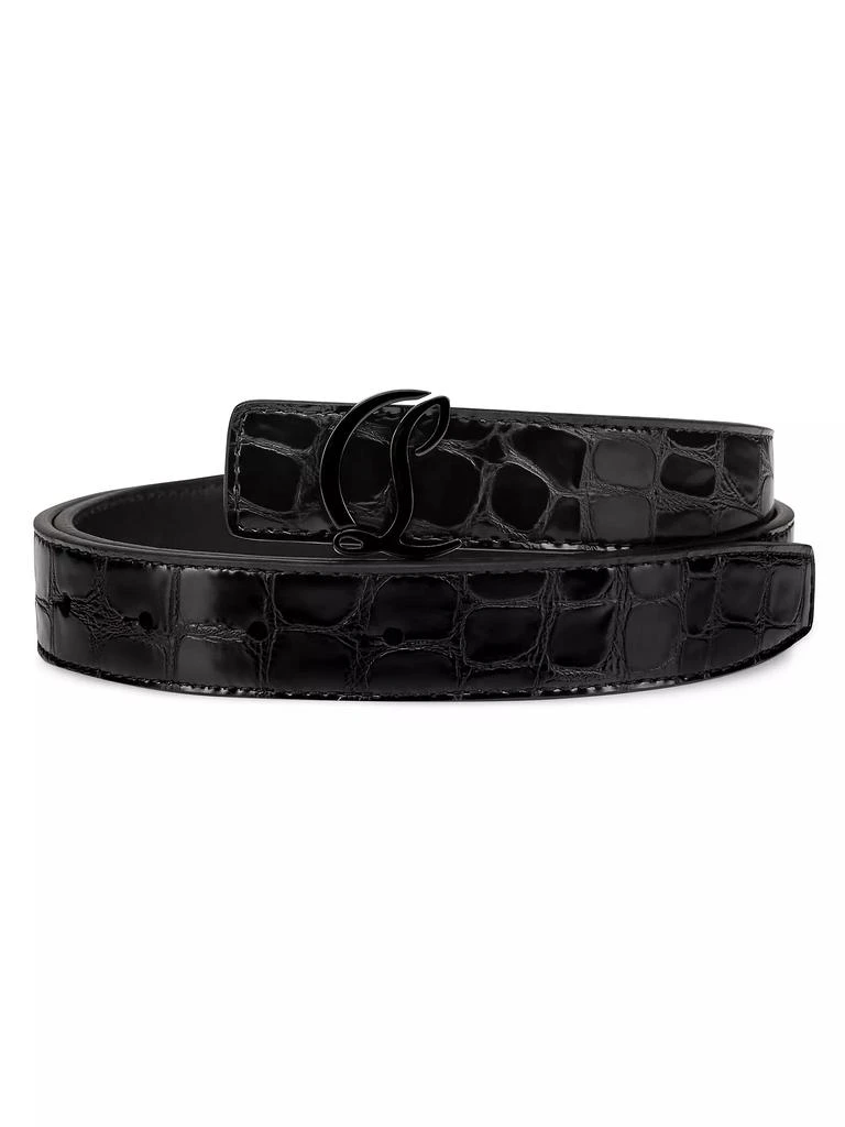 Christian Louboutin CL Logo Crocodile-Embossed Leather Belt  display picture 1