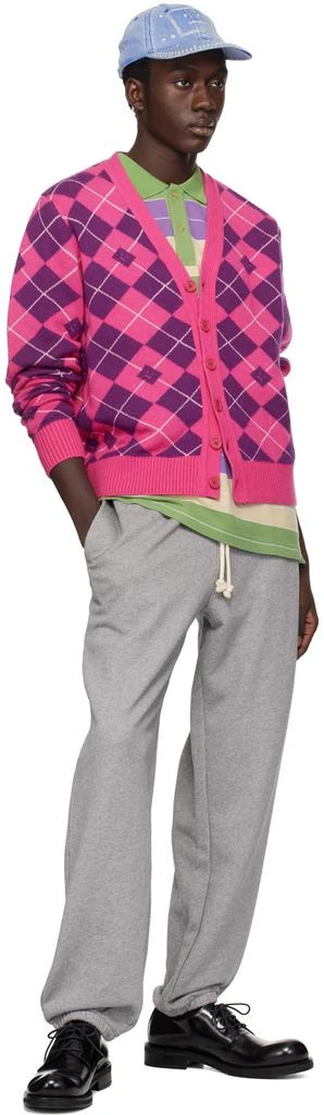 Acne Studios Pink & Purple Argyle Cardigan 4