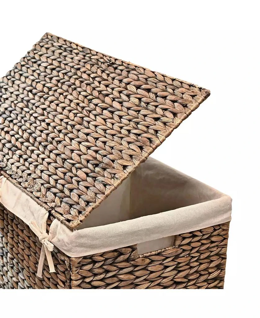 Happimess Sawyer 24" Classic Farmhouse Hand-Woven Hyacinth 2-Section Collapsible Laundry Hamper with Washable Liner 5