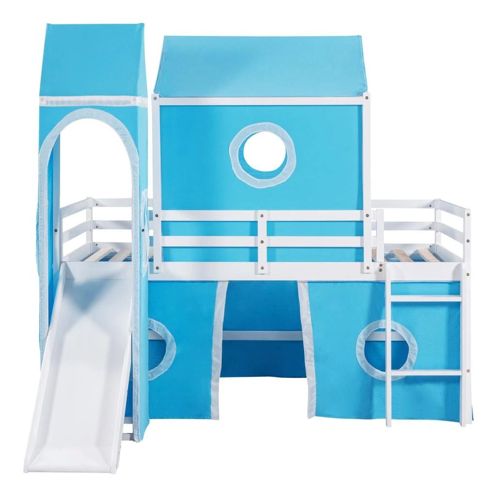 Streamdale Furniture Streamdale Twin Size Bunk Bed With Slide Tent And Tower 4