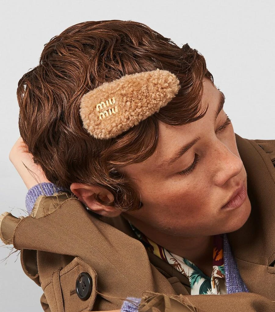 Miu Miu shearling hair clips Miu Miu Shearling Hair Clip - Pink Hair Accessories  main image 3
