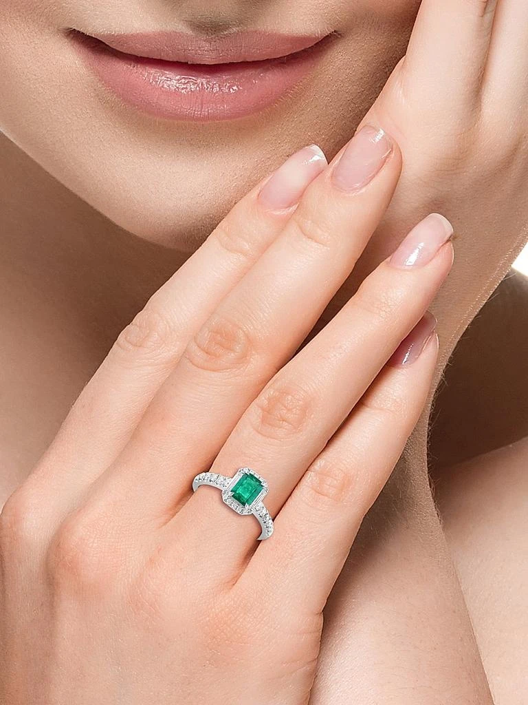 Saks Fifth Avenue Collection 18K White Gold, Emerald 
0.60 TCW Diamond Halo Ring 2