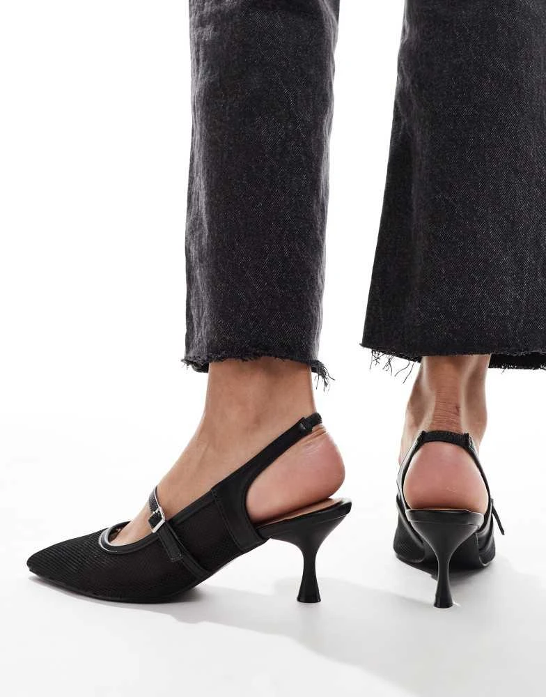 New Look New Look mesh kitten heel slingback in black 2