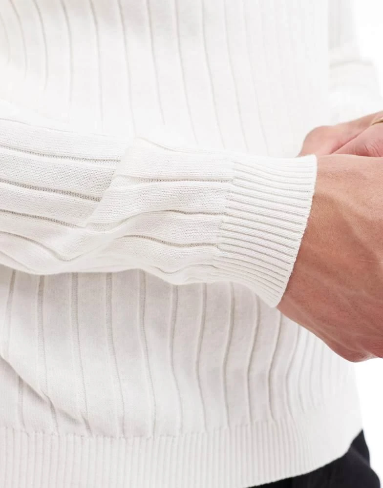 ASOS ASOS DESIGN essential muscle fit knitted rib jumper in white 2