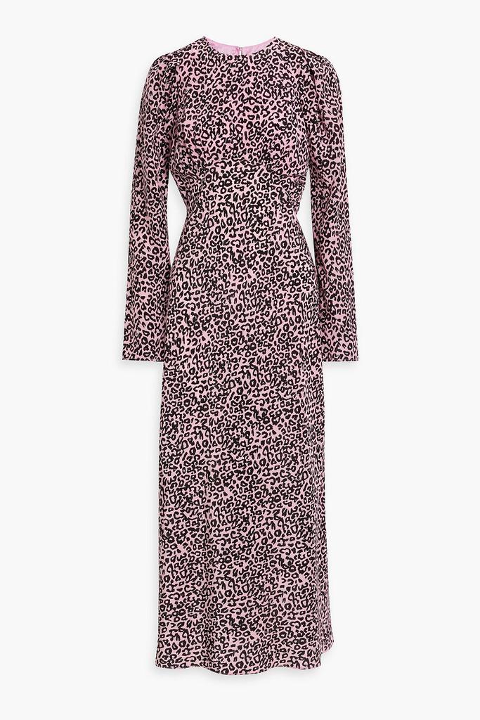 LES RÊVERIES Pleated leopard-print silk crepe de chine maxi dress