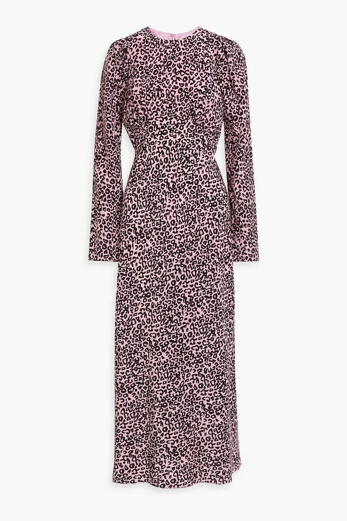 LES RÊVERIES Pleated leopard-print silk crepe de chine maxi dress 1