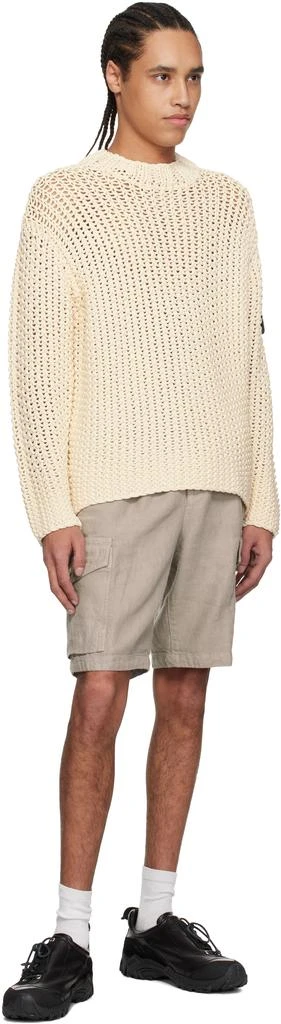 Stone Island Gray Diagonal Linen Cargo Shorts 4