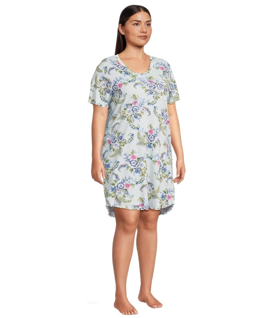 Karen Neuburger Plus Size Paisley Dreams Short Sleeve Sleepshirt With Lettuce Edges 2