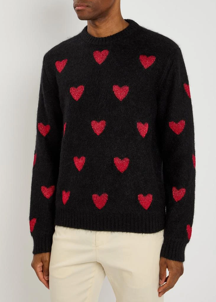 Valentino Heart-intarsia metallic brushed knit jumper 2