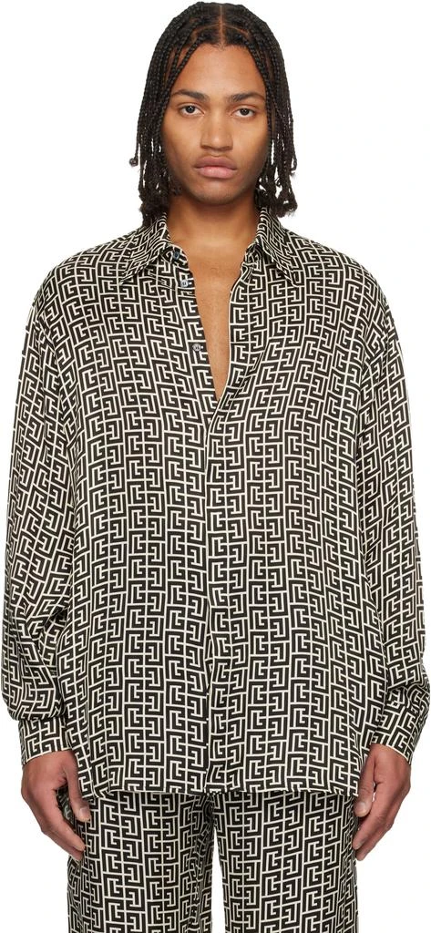 Balmain Off-White 
Black Monogrammed Flowing Shirt 1
