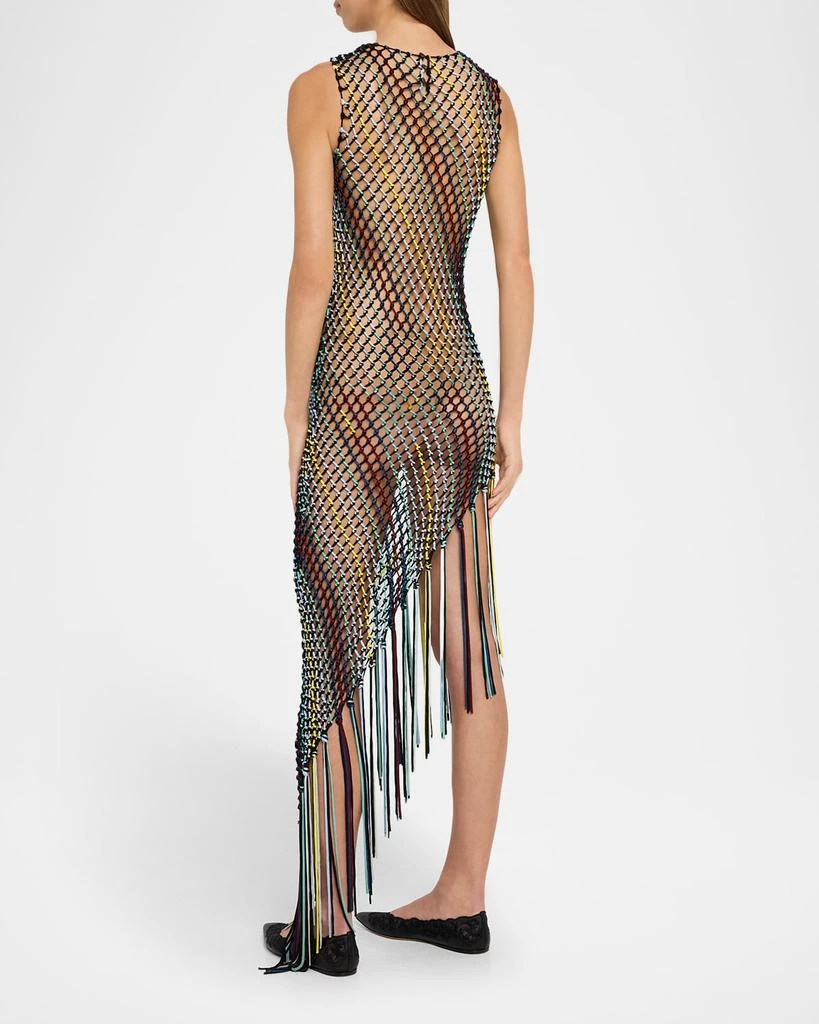 Gabriela Hearst Nabia Sleeveless Asymmetric Net Midi Dress 3
