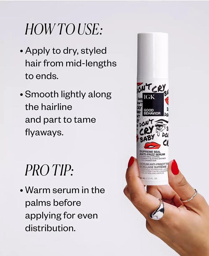 IGK Hair Good Behavior Supreme Seal Anti-Frizz Serum, 1.7 oz. 5